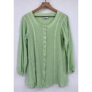Holy Clothing Shirt Womens Large Green Embroidered Boho Renaissance Festival
